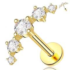 14K Solid Gold Top+Titanium Post