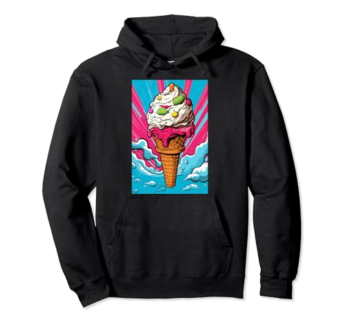 Gaufrier glacé cornet de glace glace pop art vintage rétro glacé café glacé Sweat à Capuche