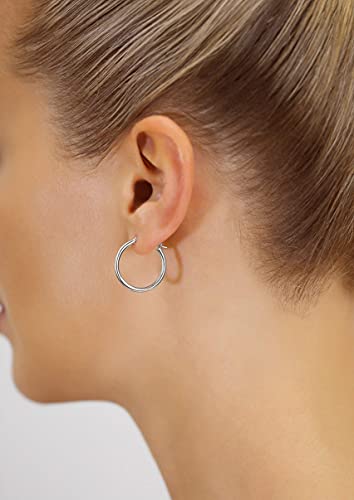 Image of 14k White Gold Classic Round Hoop Earrings
