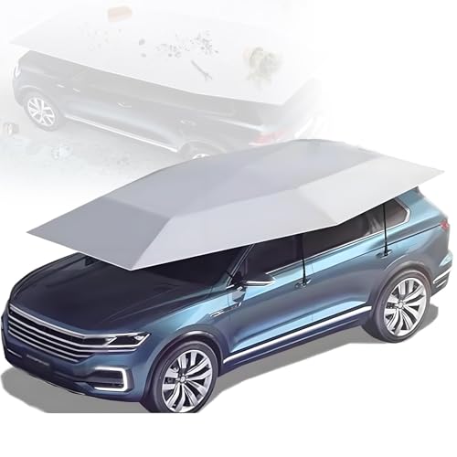 GLBMXDD Cochera portátil con protección Solar,toldo Plegable y móvil para Coches,sombrilla automática para Techo de Coche,Tienda de campaña Universal para Coche con Soporte silvergray-5m