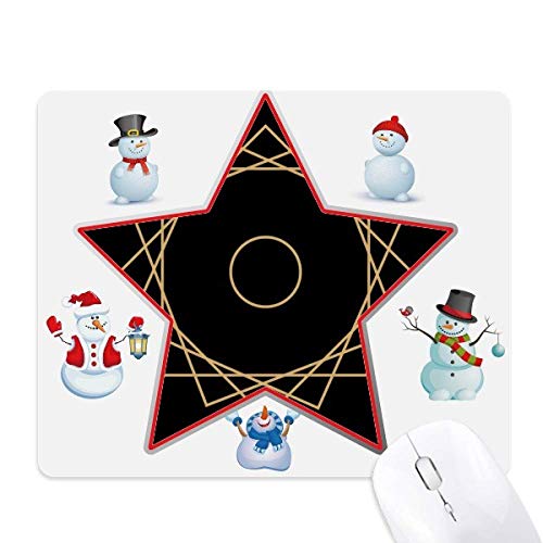 Tapis de souris géométrique de Noël avec bonhomme de neige et étoiles pour bureau