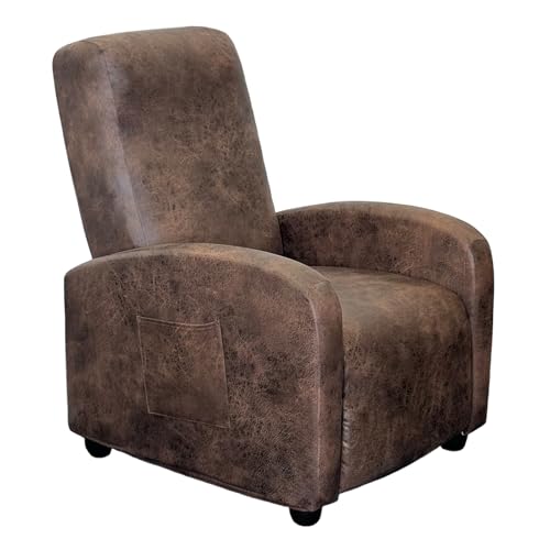 Image of ANARACHON Recliner Chair Covers Leather Look Recliner Cover 4-Piece Slipcovers for Small Reclining Chair Furniture Protector for Kids Dogs Pets Spandex Fabric Washable (1 Small Seater, 02 Brown)