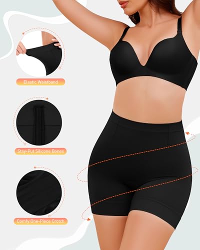 Image of BESTENA Shapewear Shorts for Women, Mid Waist Tummy Control Shaper | Mid-waist tummy control shapewear shorts smooth tummy and thighs with seamless comfort and discreet under-dress wear