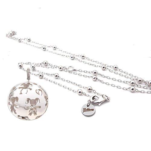 Collana Chiama Angeli con un dolce suono,Trasmette Serenita', pendente impreziosito con Baby Boys, Girls realizzata in lega di bronzo e placcata in Oro bianco.