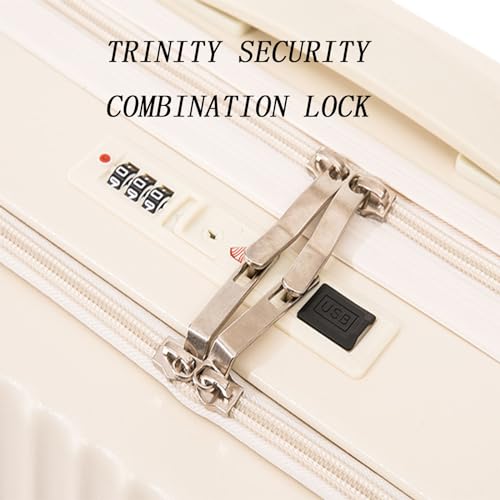 Lightweight Universal Wheel Suitcase, Charging Port Multifunctional Cup Holder for Business Trips and Travel, 20 inches, Cheese Yellow (Pearl White 20 inches)3