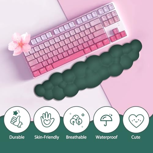 Image of JIKIOU Upgrade Leather Cloud Wrist Rest for Keyboard and Mouse & Cup Pad | Wish Gift-Cute Cloud Shape, Comfortable and don't Irritate to Skin, Non-Slip PU Base,Soft Memory Foam filled for Pain Relief