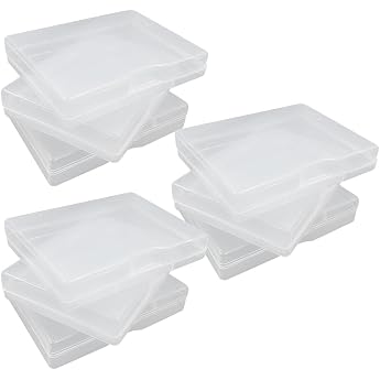 Pack of 9 Square Clear Plastic Containers with Hinged Lids Empty Storage Containers for Beads and Other Small Craft Items 9.2 x 6.7 x 1.5 cm