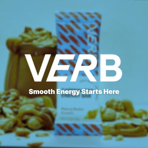 Verb Caffeinated Energy Bars Peanut Butter Cookie (26g, Pack of 16) 110-Calorie Delicious Energy Bar - Vegan Gluten Free On-the Go Snack with 80mg Green Tea Caffeine, Only Real-Food Ingredients
