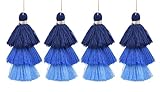 KONMAY 4pcs Tri-Layered Tassels with Hanging Loop for Jewelry Making, Clothing