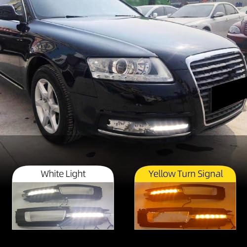 Luz DRL LED para Audi A6 C6 2009-2011 con faro antiniebla y señal giro amarilla 2
