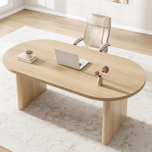 IDEALHOUSE Oval Dining Table for 6-8, Large Dining Room Table with Hick Table Top and Sturdy Frame for Large Families, Round Kitchen Table for Dining Room, Kitchen, or Living Room by IDEALHOUSE - Image 7