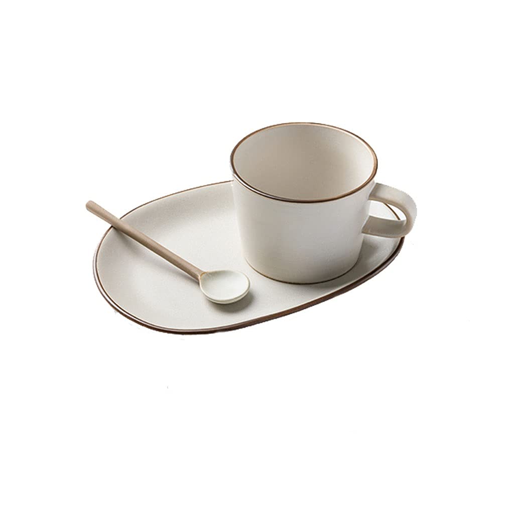 Keramik Kaffeebecher Kaffeebecher Porzellan mit Henkel Set aus mikrowellen- und spülmaschinenfestem breitem Becher für Latte Kaffee Tee Müsli