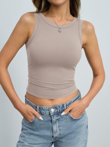 Image of Eachyes Womens Ribbed Crop Tank Tops High Neck Sleeveless Slim Fit Shirts Summer Casual Y2k Going Out Clothes 2026