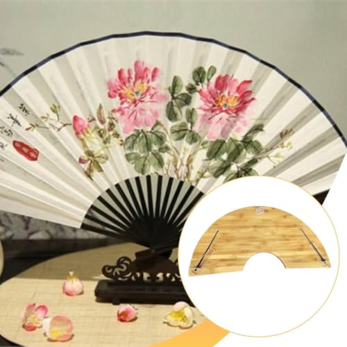Soporte de bambú para pintar abanicos con placa acrílica regulable 7
