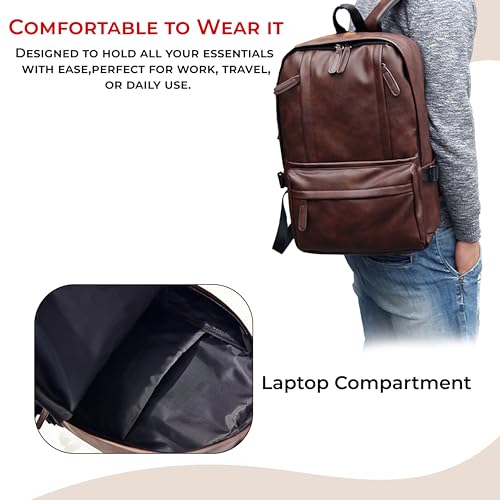 Image of Kraptick Multi-functional Backpack-Waterproof Laptop Backpack, Office Bag with PU Leather Design, Professional Bag for Laptops and Work, Durable and Stylish Bags for Travel