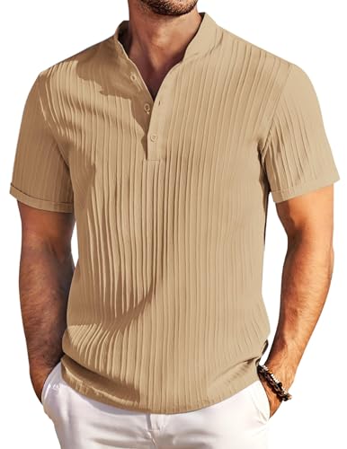 T-shirt Henley homme kaki grande taille 3XL COOFANDY décontracté