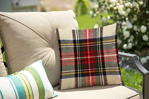 Plaid Pillow Cover 18X18 Inch, Scottish Tartan Red And White Wool Plaid Pattern Symmetric Square Print Double Sided Decorative Pillow Case Throw Pillows Cover #TOP2