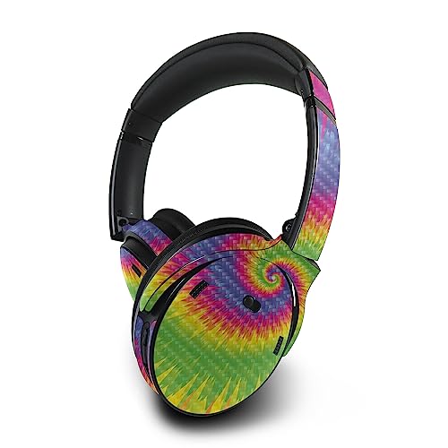 Image of MightySkins Carbon Fiber Skin Compatible with Bose QuietComfort 45 Headphones Vibrant Tie Dye | Protective, Durable Textured Carbon Fiber Finish | Easy to Apply