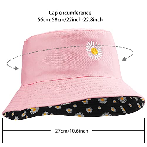 Taidor Cotton Bucket Hat Solid Color Beach Hat Summer Travel Sun Hats Fisherman Cap Daisy Pink #TOP2