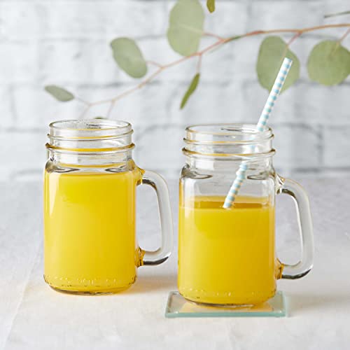 Kate Aspen 12 Oz. Mason Jar Mugs With Handles & Solid Lid (Set Of 6)| Kitchen Drinking Glass Cups | Diy Baby Shower Favors, Candy Jars, Rustic Wedding Decor And Party Favors #TOP3