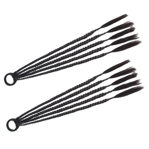 PACKOVE 2 Piezas de huesos de pescado largo ondulado cabello humano para trenzar tejer de caballo Extensiones de cabello para trenzar Alambre de alta temperatura Negro