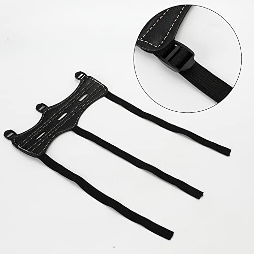 2Pack Bow Arm Guard Archery Arm Guard Archery Cowhide Leather Forearm Protector Black Leather Armguard With 3-Strap Buckles Archery Protective Arm Guards #TOP5
