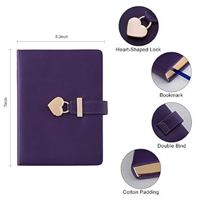 Poshieca Heart Shaped Lock Diary With Key Pu Leather Cover Journal Personal Organizers Secret Notebook For Girls Women B6 Size 5 3x7inch Diary With Rose Gold Metal Ballpoint Pen Grey - View #7