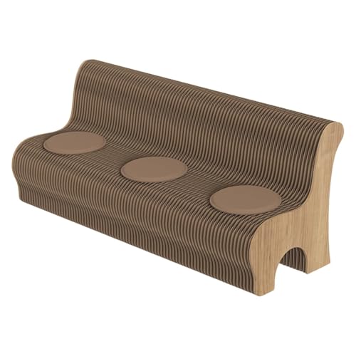 FLYXADQ ペーパーベンチ 折りたたみ ペーパースツール ペーパーソファ クラフト紙スツール アコーディオン 椅子 丸いクッション付き背もたれソファスツール 撥水加工 段ボール 椅子 長さ調節可能 アコーディオン 折りたたみ式 伸縮ベンチ 紙製 スツー