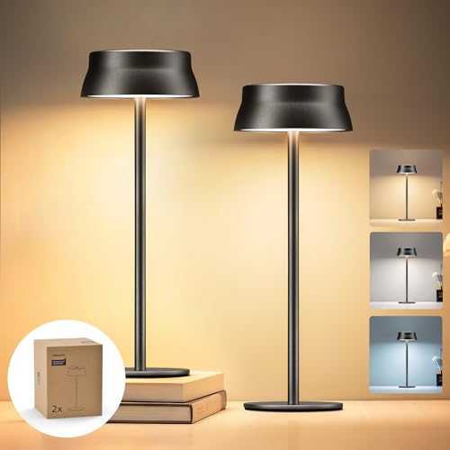 Philips Cordless Table Lamp, Portable Outdoor LED Desk Light,Rechargeable Battery Operated, 2 Adjustable Height, Touch Control & 3 Color Stepless Dimming, Waterproof Lamps for Restaurant/Bedroom