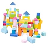 BRIGHTFUFU 100 Stück Teiliges Holzbausteine Geometrische Bauklötze Handpoliert ohne Scharfe Kanten...