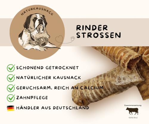 Warnick´s Tierfutterservice - Rinderstrossen/Luftröhre 2 x 1kg- Hundesnack - 12–15 cm Stücke – luftgetrocknet, geruchsarm & naturbelassen – Warnicks Kausnack zur Zahnpflege & Beschäftigung