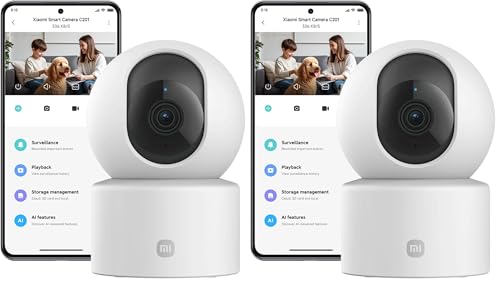 XIAOMI Caméra Intelligente C201 La résolution HD 1080p d'une clarté exceptionnelle protège Chaque recoin de Votre Maison (Lot de 2)