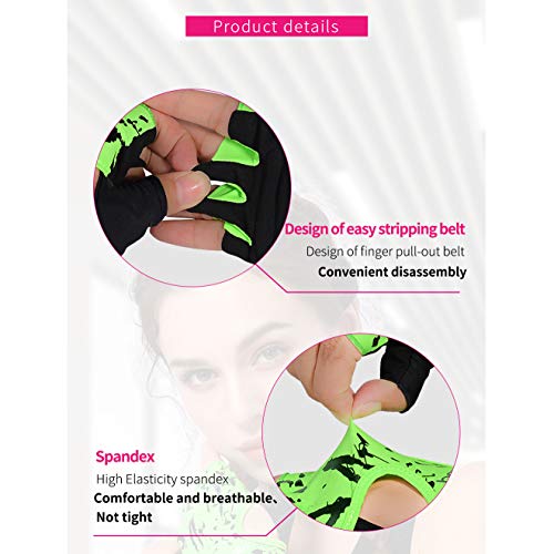 Anser 7150694 Woman Half Finger Girl Short Fingerless Gloves For Indoor Yoga Gym Fitness Body Building Training Outdoor Cycling Motorcycle Running Exercise (Green, Sm) #TOP4