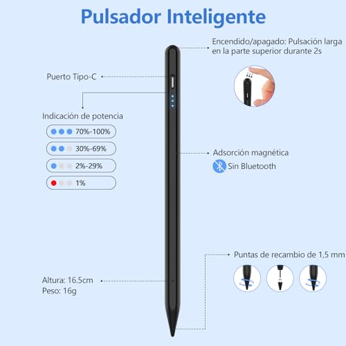 Stylet tablette pour Android et Samsung, stylet capacitif universel noir - 5