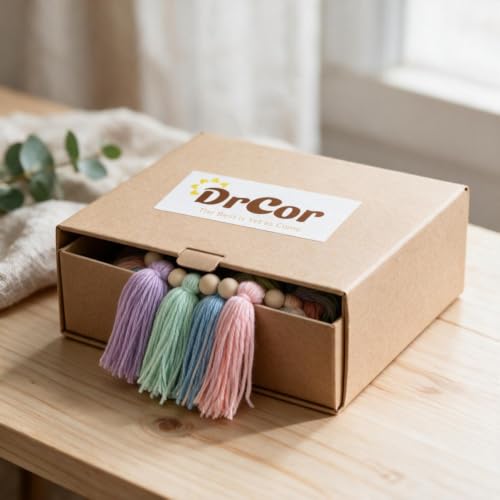 Image of DrCor Pastel Rainbow Tassel Garland - Colorful Boho Girls Bedroom Decor
