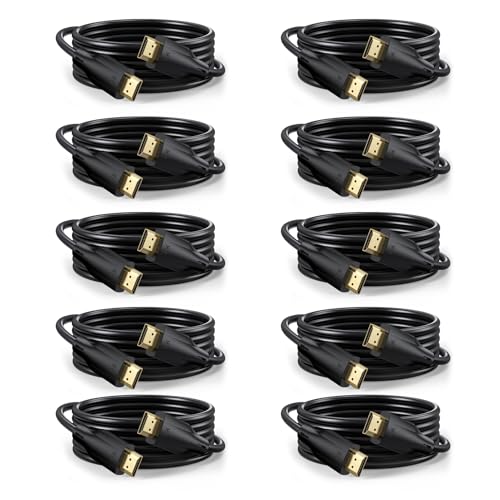Pack de 10 cables HDMI 8K de 10 pies y 48 Gbps para conectar múltiples pantallas y televisión HD