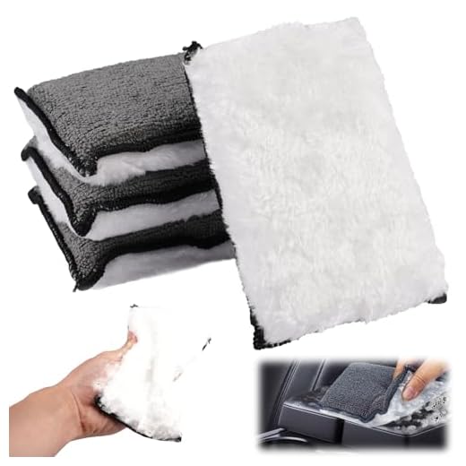 4 Pièces Éponge de Nettoyage Intérieur Voiture 15 X 10 X 2,5 cm Tampons de Nettoyage en Microfibre, Nettoyage Voiture Interieur pour du Plastique, du Cuir, des Tissus D'ameublement et De L'habitacle