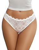 Avidlove Womens Lace Panties Rear Ribbon Bow Briefs Wedding Night Underwear White