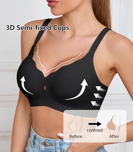 POSESHE Bras for Women No Underwire Wave Push Up Wireless Seamless Full Coverage Bralettes Lift Everyday Bra2