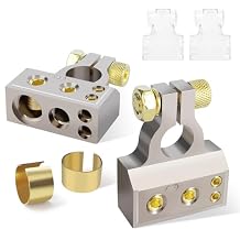 Battery Terminals, 2/4/8/10 Gauge Battery Terminal Connectors with Shims and Protective Covers, Car Cable Ends, 1 pair