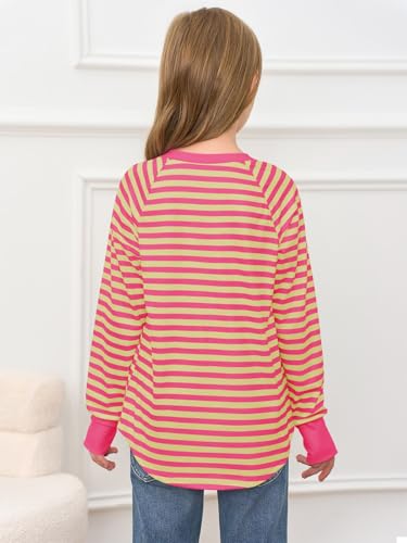 Image of Haloumoning Girls Striped Long Sleeve Shirts 5-14 Years