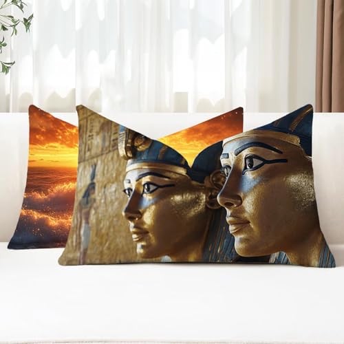 Cojines Exterior 50x90 Fundas Cojines Rectangulares faraón Funda Cojin Egipto Impermeable Lino Funda Almohada para Otoño Terraza Banco Jardin Decorativos con Cremallera Invisible 2 Piezas G1-897