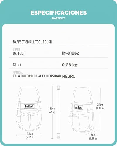 Miniatura 6 de Baffect - Bolsa De Herramientas De Lona Con Cinturón De Nailon Ajustable, Resistente Y Profesional, Para Electricistas, Técnicos, Color Negro