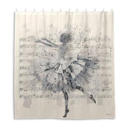 Rideau de douche haut de gamme en polyester blanc art ballerines textile - 2