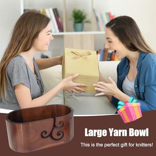 Image of Wooden Yarn Bowls For Crocheting, Large Size Handmade Storage Crochet Yarn Holder For Crocheting And Knitting Lovers (brown)