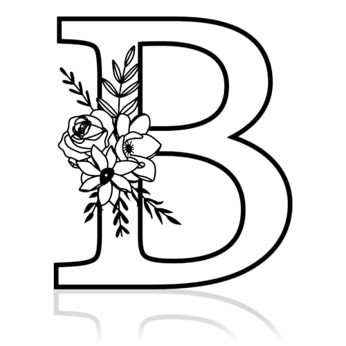 ESTART 12 Inch Black Metal Monogram Initial Letter Wall Decor,Visual 3D Large Alphabet Hanging Letter Sign Wall Decor for Farmhouse Living Room Bedroom Office Party(B)