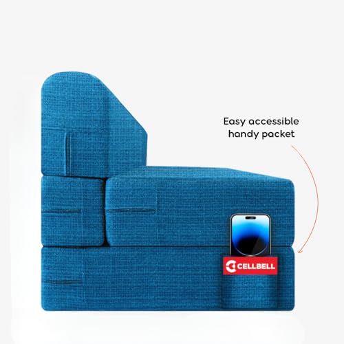 Image of CELLBELL Comfy Sofa Cum Bed 5x6.25 Feet | Foldable Dual Use Couch Bed with Soft Cushions, Washable Fabric Cover & Sturdy Frame | Space Saving Modern Design for Living Room, Bedroom & Guest Use (Teal)