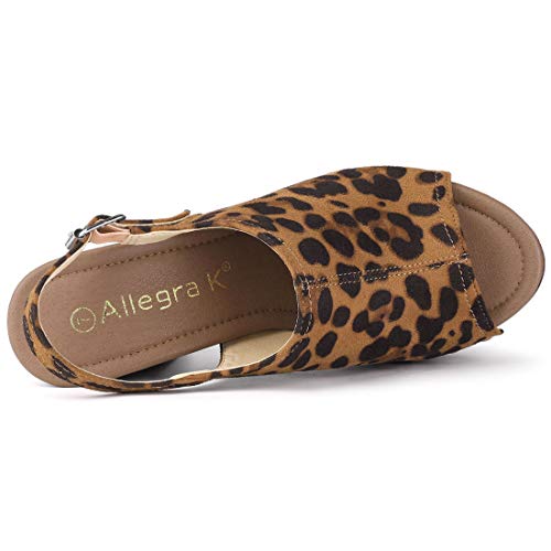 Allegra K Women's Slingback Platform Chunky Heel Leopard Sandals - 8 M Us #TOP3