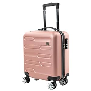 SA Products Rose Gold Cabin Suitcase 45x36x20cm – Lightweight Hardshell Carry On Luggage with 4 Spinner Wheels, Telescopic Handle – Cabin Bag with Divider Pocket, Travel Case with Spacious Interior