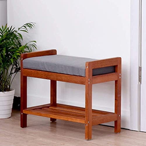 Banc à chaussures en bois massif vert 60cm pour rangement salon